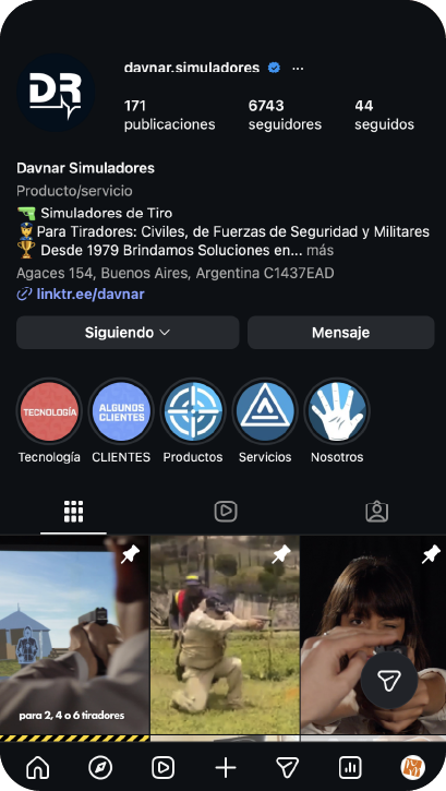 Instagram de DAVNAR Simuladores